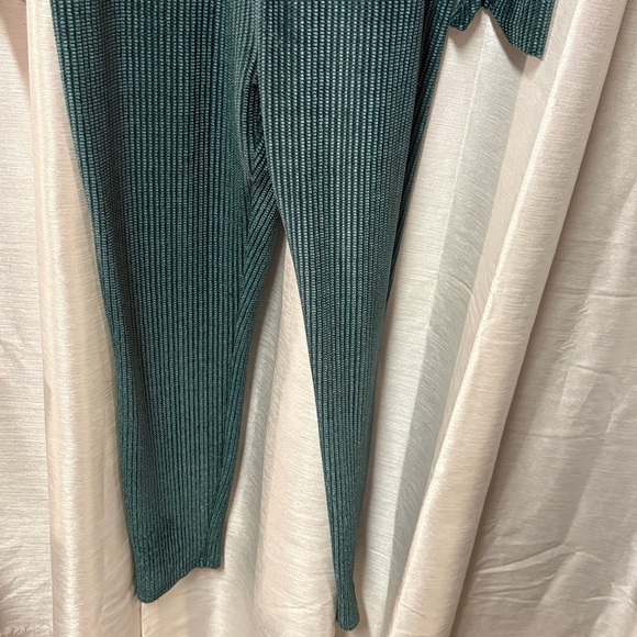 Blush Mark Deep Green Ribbed Jumpsuit S Polo Collar Plunge Neck Romper - Picture 6 of 14